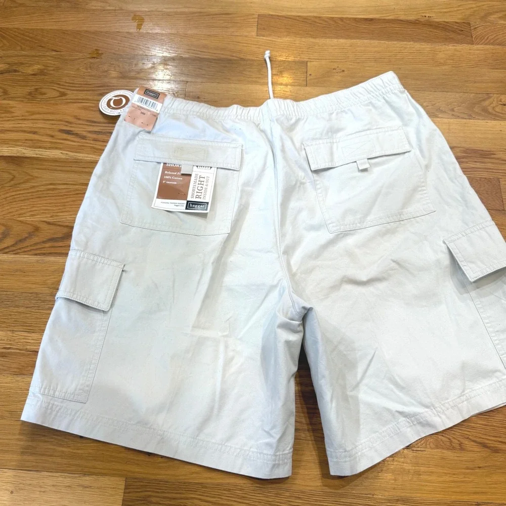 Haggar Mens The Weekend Cargo Shorts 38W String Beige 9 Inseam Cotton 453521 252